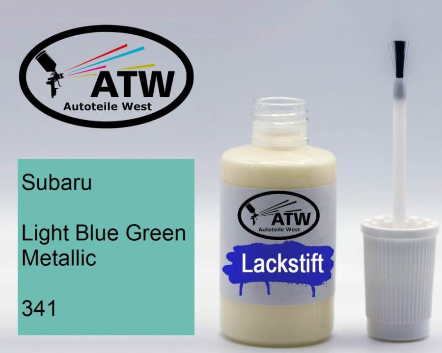 Subaru, Light Blue Green Metallic, 341: 20ml Lackstift, von ATW Autoteile West.